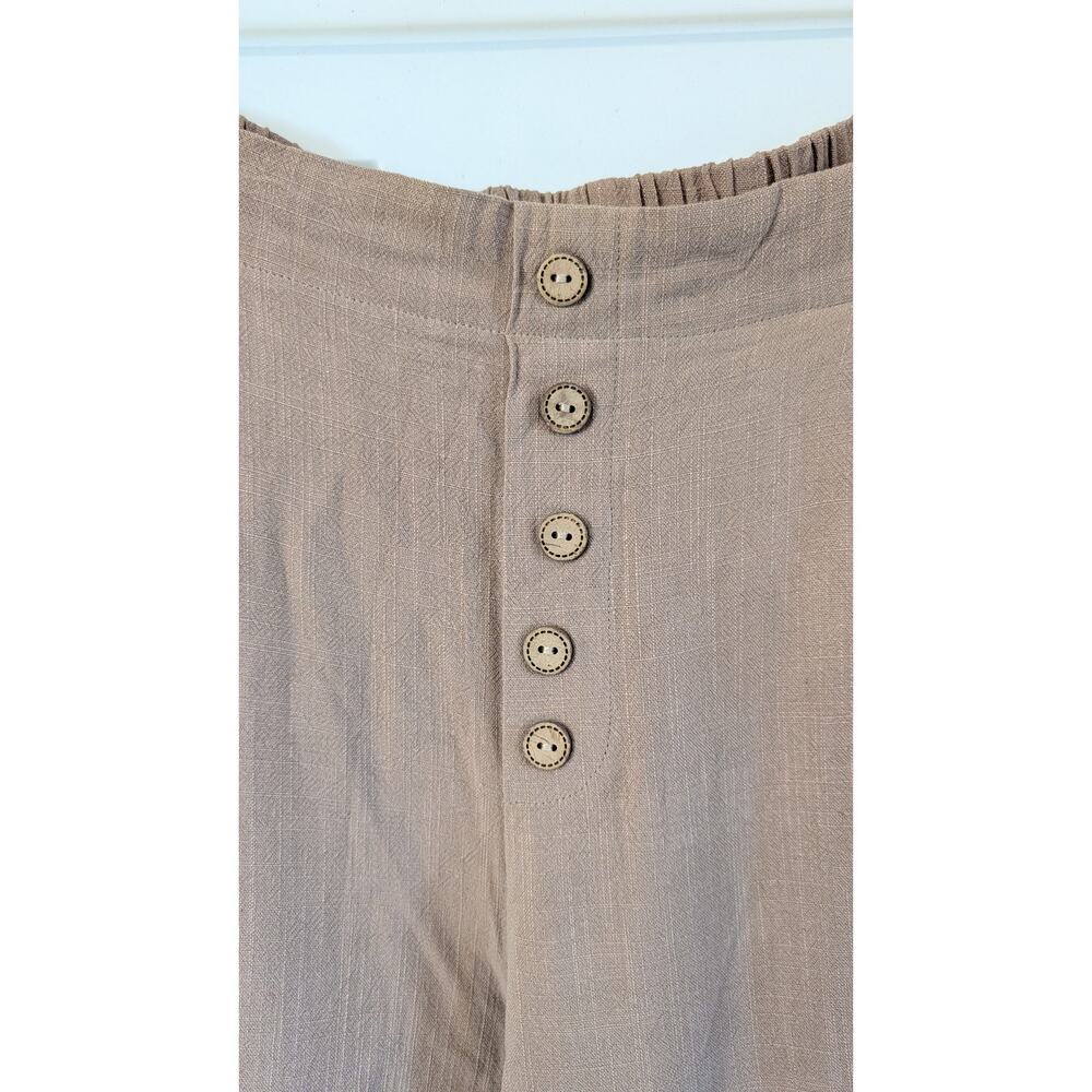 Linen Blend Wide Leg Pants XL Tan Elastic Waist Resort Vacation NWT - Picture 5 of 9